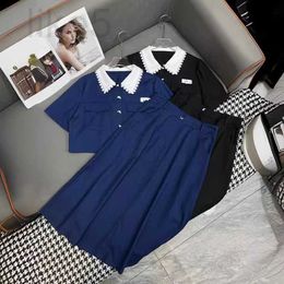 Tweedelige kledingontwerpermerk Nanyou Miu modieuze en royale brief kanten patchwork rapel top gecombineerd met half rokset 07Z1