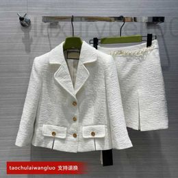 Robe deux pièces designer dame costume tweed manteau court jupe A-ligne deux pièces haut de gamme UPSA
