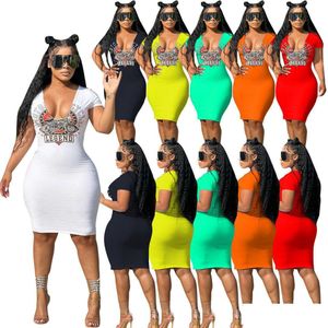 Vestido de dos piezas Diseñador Imprimir Falda de la cadera Verano 2023 Moda para mujer Casual Sexy Gran cuello en V Entrega de la gota Ropa Conjuntos de ropa Dhxqm