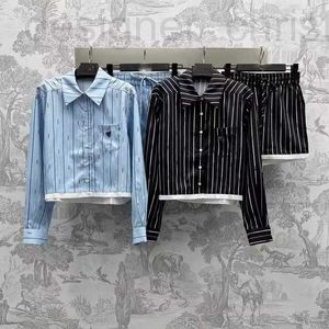 Tweedelige kledingontwerper Spring/Summer Casual Style Stripe Gedrukte polo nekhemd+Elastische taille Slankbroek Shorts Set 1162