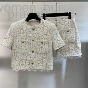 Tweedelige jurk Designer zomer Damessets merkmode Dinerjurk sexy pak dames kanten top korte rok N4B1