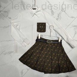 Tweedelige jurk designer damessets blouse plooirok luxe colbert stokboor brief dames bruin zwart SML JWC5