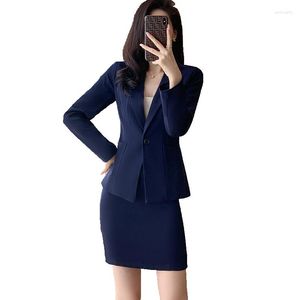 Deux pièces robe élégante Blazer jupe costumes femmes affaires travail uniforme bureau dame professionnel ensemble costume pantalon femme mode 2023