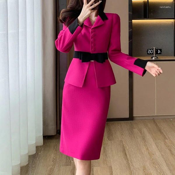 Robe en deux pièces Elegant Women Work Wear Business Blazers Blazers Spring Summer Career Interview Tenues de vestes Coats et jupes