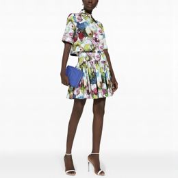 Tweedelige jurk European Fashion band katoenen overhemd mini-jurk met bloemenprint
