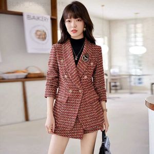 Deux pièces de robe Fashion Designerluxury Ensemble de 2 pièces pour la veste et les shorts en tweed pour femmes d'automne et d'hiver Ensemble de correspondance décontractée