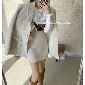 Tweedelige Jurk Mode Tweed Jasje Met Rok Sets Voor Vrouwen Stijl Herfst En Winter Blazer Mujer De Moda 2023 Set