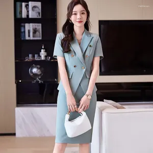 Two Piece Tray Formal Business Traits Office Work Work Wear Blazers Femininos con falda y chaquetas Primavera verano Elegantes estilos elegantes