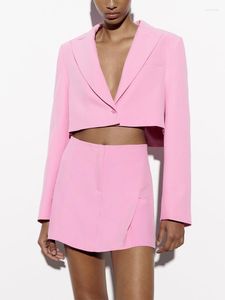 Robe deux pièces High Street Fashion Co Ord Set Vêtements pour femmes 2023 Blazer court et mini jupe plissée sur le devant dans des ensembles assortis Tenues