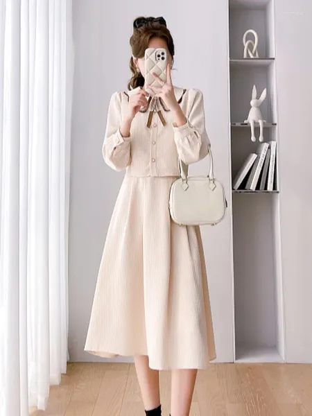 Robe à deux pièces insozkdg automne mode Petit parfum Single Breasted Coat High Aaist Mid Longue Jupe Ladies Suit Korean 2 Set
