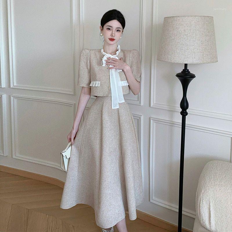 Two Piece Dress Insozkdg Skirt Set Women Korean Fashion Slim Fit 2023 Spring Summer Coat Top Midi Suits 2