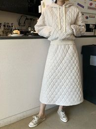 Robe de deux pièces Kimutomo élégant lâche pièce solide coton ensemble femmes sweat à capuche à manches longues poche haut élastique taille haute aline ski ins 231129