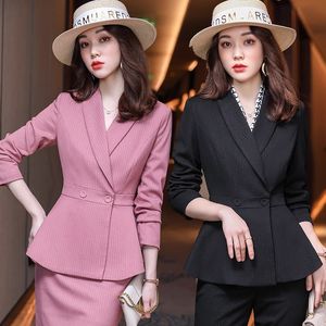 Tweede stuk kleding Koreaanse herfstjurk blazer en rokset formele pakken vrouwen professioneel kledingkantoor 2 -delige werkpak 230324
