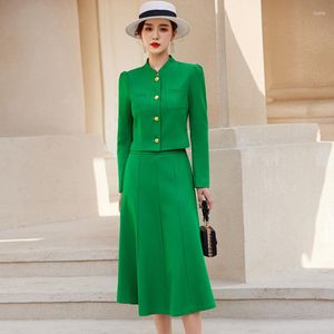 Deux pièces robe coréenne décontracté élégant Blazer tenues automne élégant bureau dame Chic ensembles à manches longues Shorts manteau et jupes mi-longues costume