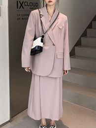 Tweedelige kleding Koreaanse mode Dames Vintage Blazer -rokken Pak Casual losse jas Hoge taille Saya 2 stuks Set Femme Outerwear Outfits 230331