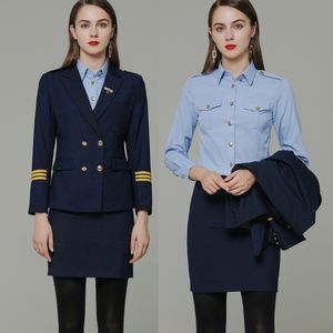 Robe deux pièces uniforme d'agent léger femme étudiante entretien examen d'art vêtements hôtesse de l'air costume d'affaires el salopette 230914