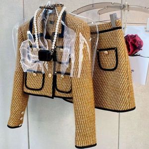Tweedelige jurk luxe damespak designer set rok herfst winter vest jas korte rok geavanceerde tweedelige retro rokken pak