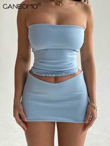 Tweedelige jurk sexy strapless crop top en mini rok pakken 2 -delige set nachtclub outfits dames zomer mode kort twee bijpassende co -ord sets t230510