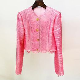 Zweiteiliges Kleid-Rock-Jacken-Set für Damen, rosa, schwarz, Quaste, Minirock, kurze Jacke, einzelne Knöpfe, Anzüge, modische Party-Outfits, Rock-Blazer-Sets 231216