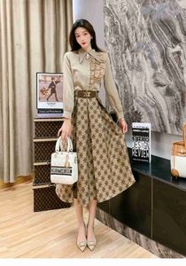Tweedelige jurk Spring en Autumn Office dames mode casual losse merk dames shirt set kledingc240407