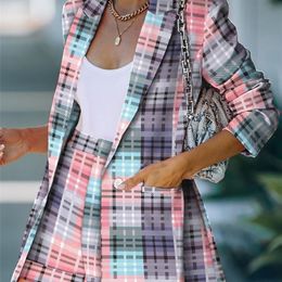 Tweedelige jurk lente en zomerjas shorts passen sexy temperament dames mode casual revers Cardigan blazer rok set 220919