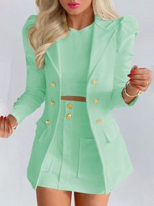 Tweede stuk jurk lente vrijetijdsspak dames rok 2-delige kantoorset voor vrouwelijke blazer sets met 230325