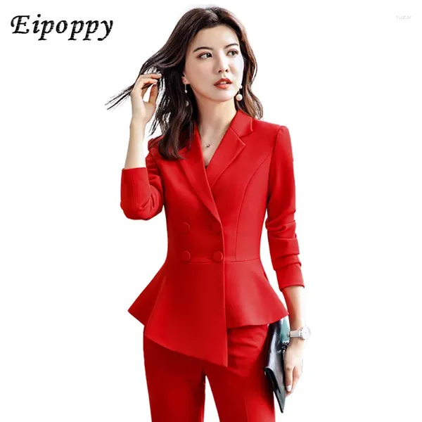 Robe de deux pièces printemps été dames formaires Double Breaste Blazer and Jirt Clets Office Uniforme 4xl Taille Pantalon Business Work Work Wear