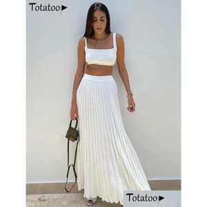 Cosses de robe en deux pièces Totatoop Boho Beachwear Women sets Treat Tabart tob et pliage maxi jupe 2022 Ladies Set Drop Drop délivre DH6VW
