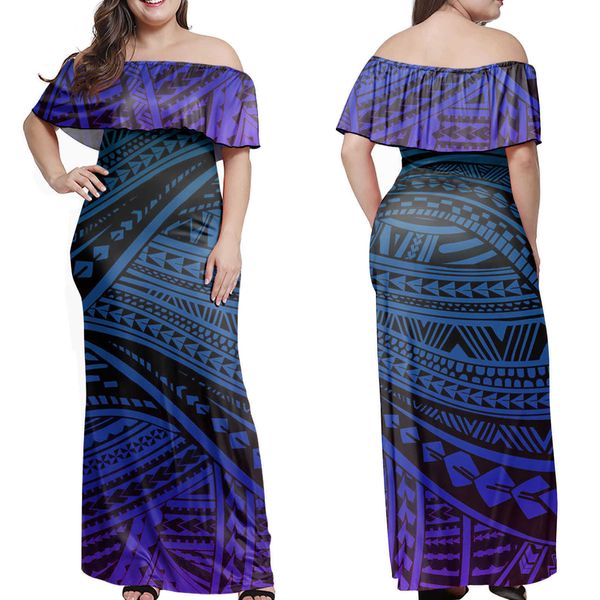 Robe de deux pièces automne / hiver une robe polynésienne à une épaule à une jupe longue plus taille Q240423