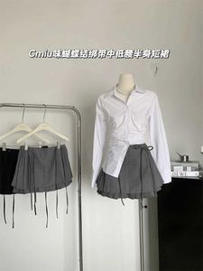 Tweede stuken zomer dames Koreaanse mode vintage mini rok ingebouwde onderbroek cutecore gyaru 2000s coquette y2k kpop geplooide micro Q240511