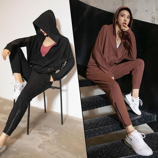 Deux pièces robe survêtements femmes ensemble à manches longues sweats à capuche coton sweats haut pantalon marque Sport costume 3 vêtements tenues automne femme