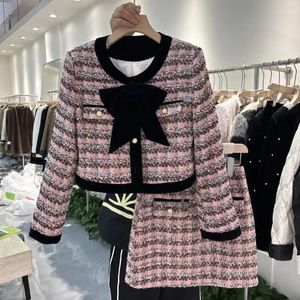 Tweedelige jurk UNXX 2024 herfst winter dames high-end elegante stijl petite tweed jas set vrouwelijk kantoor dame meisje 2 pak