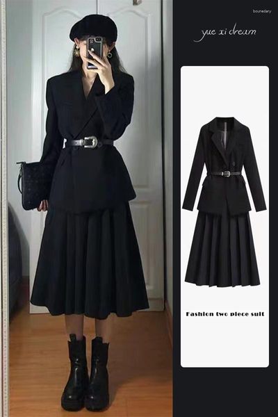 Robe de deux pièces Unxx début d'automne 2023 femmes élégantes style salé sophistiqué dame blazer veste minceur costume de haute qualité mode