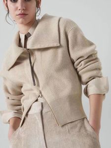 Robe deux pièces Veste en cachemire à fermetures éclair brillantes pour femmes tricots anglais manteau 231205