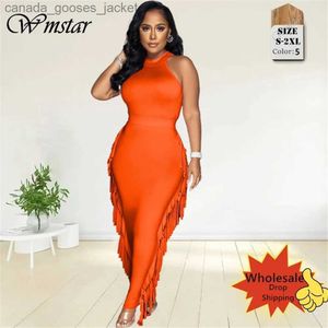 Tweedelige jurk wmstar feestjurk sets vrouwen sexy slUind Tassel bodycon stretch maxi rokken nieuw in bijpassend pak groothandel dropshipping l231221