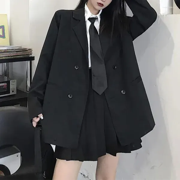 Vestido de dos piezas Otoño de mujer Estilo universitario Viento Corbata corta Camisa de manga larga Falda plisada Conjuntos retro de dos piezas Traje negro blanco