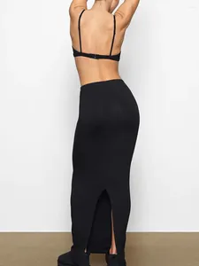 Robe de deux pièces Femmes Maxi Jupe Ensemble Été 2 Tenues Sexy Slim Fit Crop Cami Débardeur Moulant Long Costume Streetwear