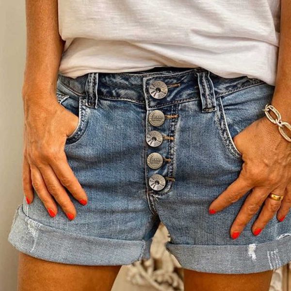 Robe deux pièces femme taille basse Denim Shorts mode jean ample été Streetwear femmes effiloché mince femmes jean Shorts Vintage bleu pantalon P230517