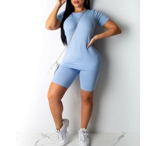 Two Piece Dress Womens 2Pcs Tracksuits Lady Short Sleeve Tee Shortpants Summer Lounge Wear Soft Skinny Leisure Suit Workout Casual Outfits 2