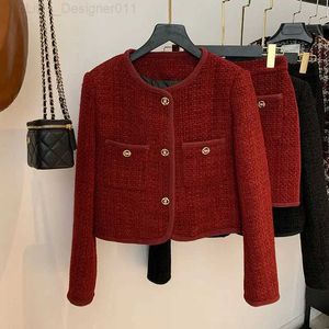 Robe en deux pièces Femmes Élégants et uniques Party de fête avec un haut et une mini jupe en deux pièces Y2K Matching Set Winter Tweed Clothingc240407