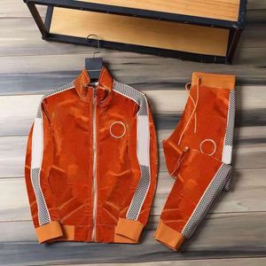 Tweedelig Heren Designer merk Trainingspak Gouden fluwelen trainingspakken Borduurlogo Casual Straat Vrije tijd Mode Streetwear flanel Sweatshirts jassen sets