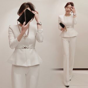 Tweedelige jurk tweedelige professionele pak vrouwelijke 2021 lente Koreaanse temperament met lange mouwen jas hoge taille brede beenbroek