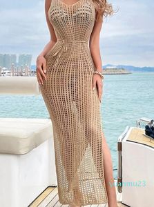 Tweede stuk scheidt haak tuniek gebreide kaftan sexy backless vestidos holle robe long 25 jurk spleet buitenste dekking vrouwen cover-ups zwemmen 230408