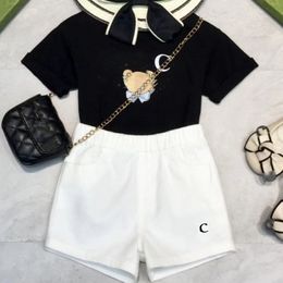 deux pièces ensemble enfants vêtements bébé vêtir enfant designer t-shirt fille garçon Shorts à manches courtes styles marque de luxe été ensembles blanc et noir AAA