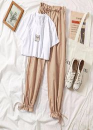 Vêtements d'été en deux pièces pour femmes 2019 Nouvelle dresy damskie mode décontracté pantalon de jambe imprimement t-shirt 2 pièces set femmes19536895