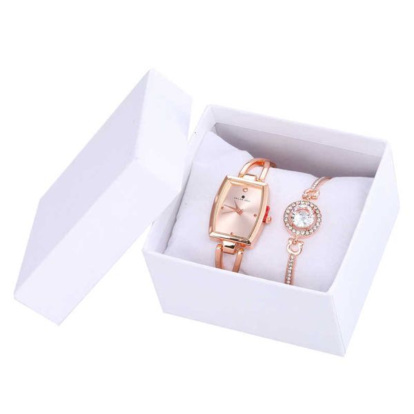 Conjunto de dos piezas para mujer, reloj de ocio, pulsera versátil, caja de regalo de moda, reloj de cuarzo