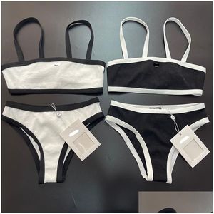 Trajes de dos piezas diseñador para mujer traje de baño tejido de tejido alto bikini de lujo c letra de diamante y una pieza de dos piezas Del Ot75l
