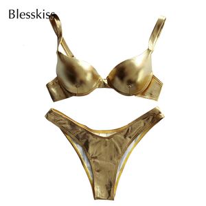 Costumes Deux Pièces Costumes Sexy Glitter String Bikini Push Up Soutien-Gorge Femmes Maillot De Bain Brillant Brésilien Maillot De Bain Pour Dames Maillots De Bain Biquini Maillot De Bain Or 230603