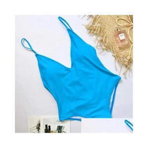 Costumes de deux pièces V Cou Scrunch Butt Femme Maillot De Bain Maillot De Bain Femmes Dos Nu Monokini Y Haute Coupe Maillot De Bain Maillot De Bain 220620 Drop Dhmpa