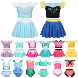 Swimsuit en deux pièces pour filles Princesse Bikini Ruffles Summer Beach Surf Swimming Bathing Costume Play One Piece Swimwear 2-10y 240422